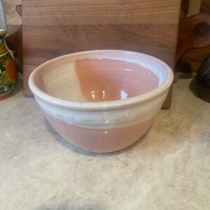 Pink and White hand thrown pottery bowl